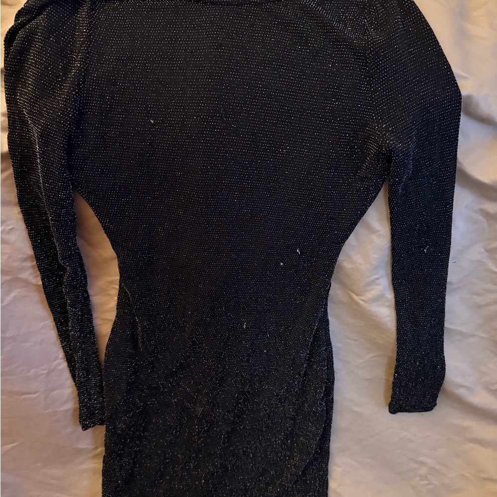 Lulu's Shimmering Black Long Sleeve Dress